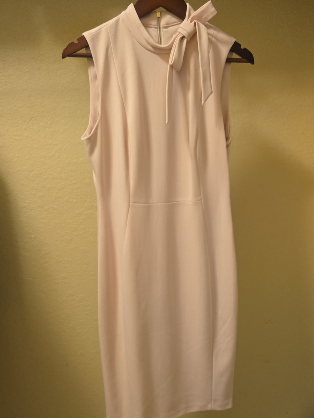 Calvin Klein Sleeveless Tie-Neck Sheath Dress in Light Blush